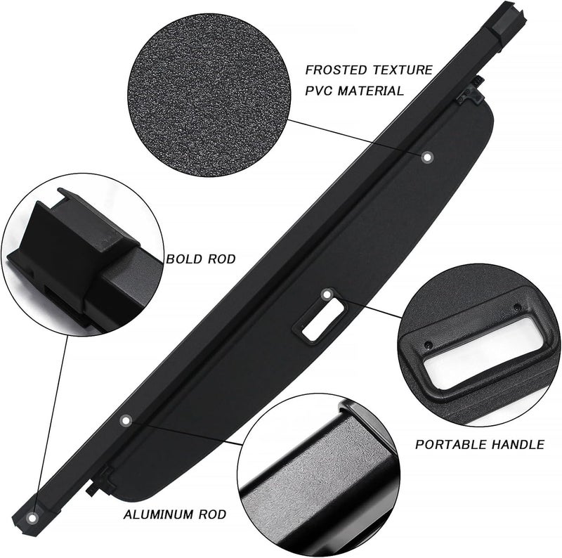 Sze Cargo Cover for Jeep Grand Cherokee L 2021-2024 2025 (3 Row,WL) Accessories Retractable Trunk Cover Black Rear Trunk Security Cover Shielding Shade Waterproof-New Upgrade - Image 4